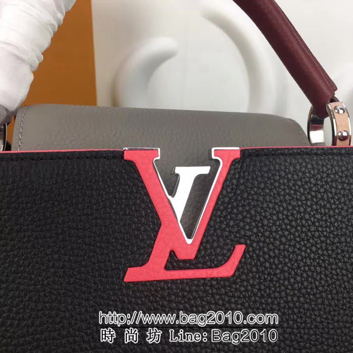 路易威登LV頂級原單 M48864黑配粉灰 經典Capucines小號手袋 YDH1681